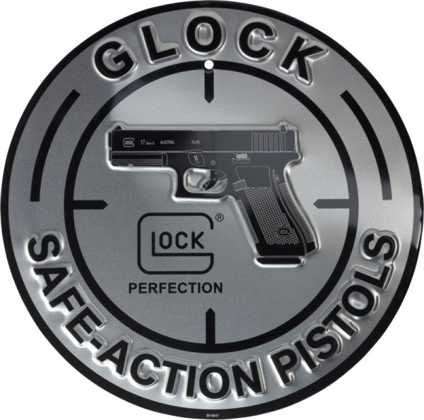 GLOCK BLECHSCHILD "SAVE ACTION PISTOLS" ALUMINIUM, #2446