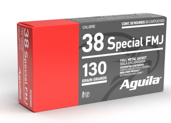 AGUILA CENTERFIRE AMMO .38SPL 130GR FMJ, VPE: 50STÜCK, #1E382521