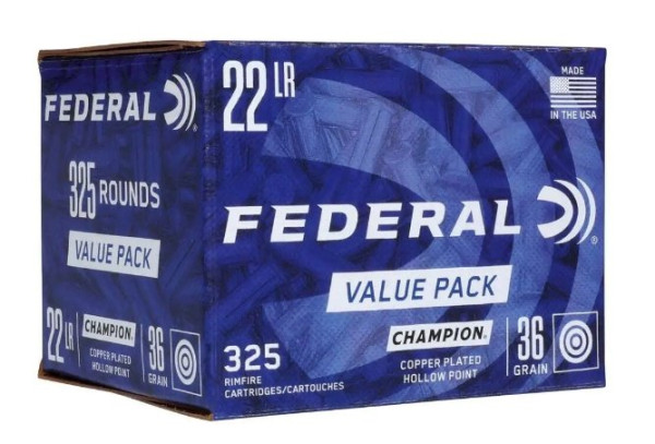 FEDERAL CHAMPION KK-PATRONEN .22LR 36GR COPPER HP, VPE:1375STÜCK, #750BKT375
