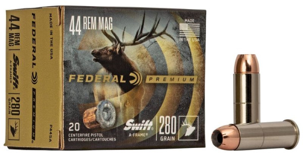 FEDERAL PREMIUM P&R MUNITION .44 MAG 280GR SWIFT A-FRAME VITAL SHOK, VPE:20STÜCK, #P44SA