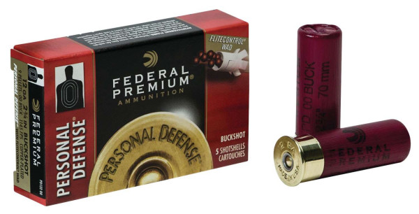 FEDERAL PREMIUM PERSONAL DEFENSE SHOTSHELL 12/70 9PELLETS 00-BUCK, VPE: 5STÜCK, #PD13200