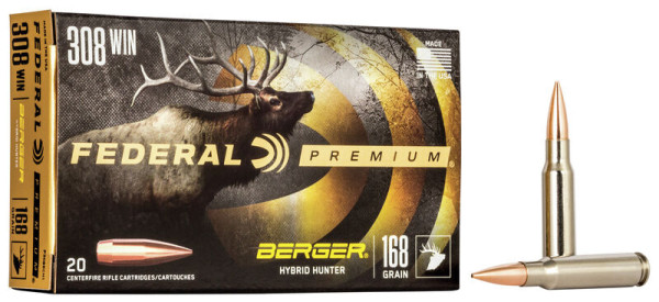FEDERAL PREMIUM .308WIN 168GR BERGER HYBRID HUNTER, VPE: 20STÜCK #P308BCH1