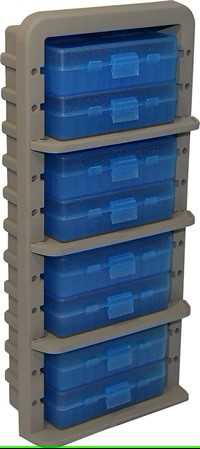 MTM MUNITION RACK 9MM/.380ACP 400 RDS STORAGE SYSTEM, CLEAR BLUE W/DARK EARTH RACK, #AR9M