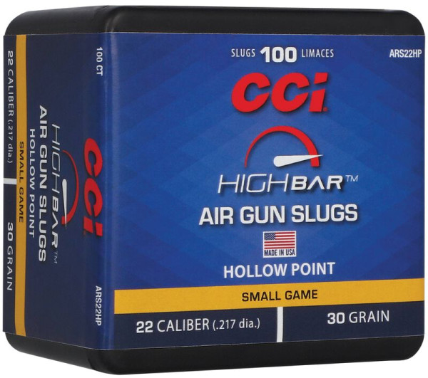 CCI HIGH BAR AIR GUN SLUGS .22/.217, 5,5MM FÜR LUFTGEWEHR, 30GR HP, VPE: 100STÜCK, #ARS22HP