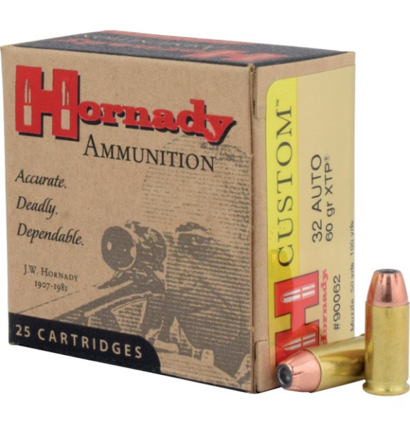 HORNADY CUSTOM .32 AUTO (7,65MM BR.) 60GR XTP, VPE: 25STÜCK, #90062