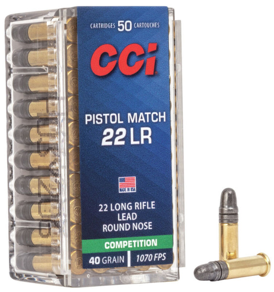 CCI PISTOL MATCH .22LR 40GR BLEI RN, VPE: 50STÜCK, #0051