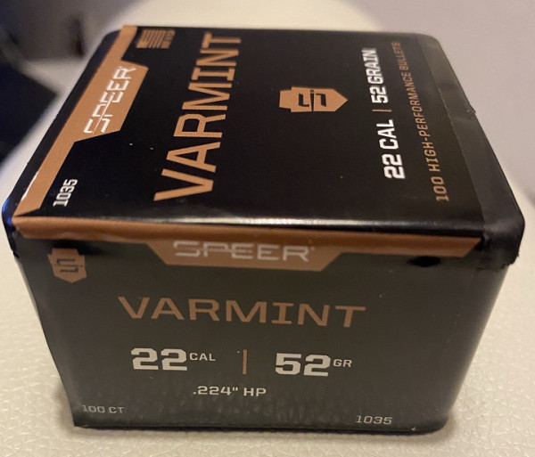 SPEER HP VARMINT .22/.224 52GR, VPE: 100STÜCK, #1035