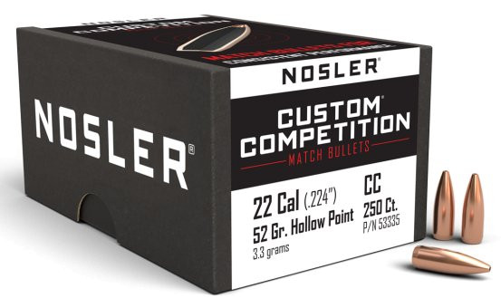 NOSLER CUSTOM COMPETITION .22/.224 52GR HPBT, VPE: 250STÜCK, #53335