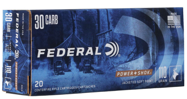 FEDERAL POWER-SHOK .30 CARBINE 110GR SOFT POINT RN, VPE: 20STÜCK, #30CA