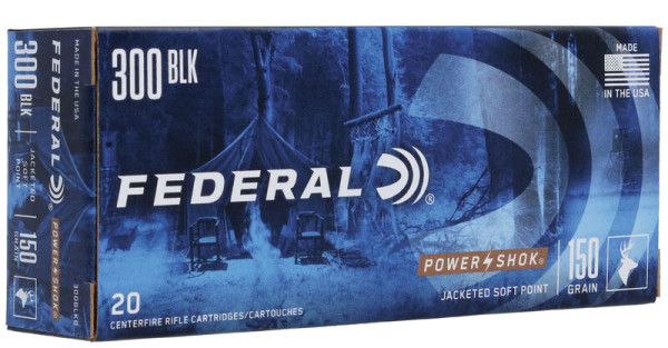 FEDERAL POWER-SHOK .300 BLACKOUT 150GR SP, VPE: 20STÜCK, #300BLKB