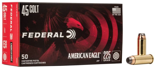 FEDERAL AMERICAN EAGLE P&R .45 COLT 225GR JACKETED SP, VPE:50STÜCK, #AE45LC