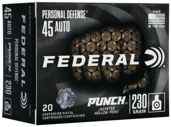 FEDERAL PERSONAL DEFENCE .45 AUTO 230GR PUNCH JHP, VPE: 20STÜCK, #PD45P1