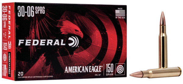 FEDERAL AMERICAN EAGLE .30-06 SPRINGFIELD 150GR FMJ BOAT TAIL, VPE: 20STÜCK, #AE3006N