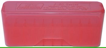 MTM BÜCHSENPATRONENBOX MIT STÜLPDECKEL 20RDS ROT KLAR, #J-20-M-29