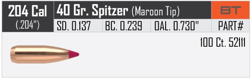 NOSLER BALLISTIC TIP VARMINT .20/.204 40GR VPE: 100STÜCK #52111