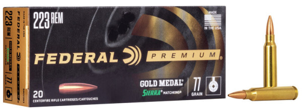 FEDERAL PREMIUM .223 REM 77GR SIERRA MATCHKING BTHP, VPE: 20STÜCK, #GM223M3
