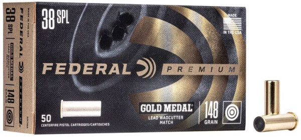 FEDERAL .38 SPECIAL 148GR LEAD WC MATCH, VPE:50STÜCK, #GM38A