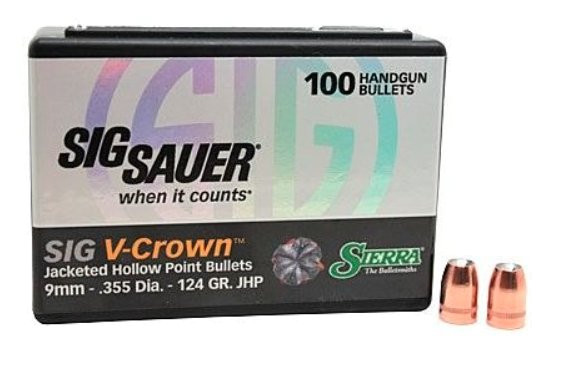 SIERRA V-CROWN SIG SAUER 9MM/.355 124GR JHP, VPE: 100STÜCK, #9924