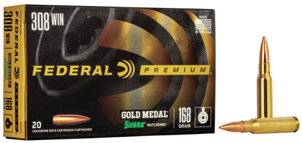 FEDERAL PREMIUM .308WIN 168GR SIERRA MATCHKING BT HP, VPE: 20STÜCK, #GM308M