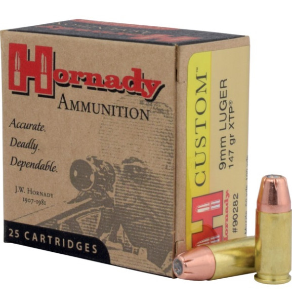 HORNADY CUSTOM 9MM LUGER 147GR XTP, VPE: 25STÜCK, #90282