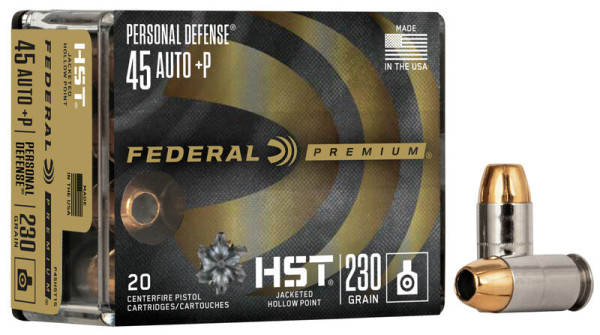 FEDERAL PERSONAL DEFENSE .45AUTO +P 230GR HST JHP, VPE: 50STÜCK, #P45HST1