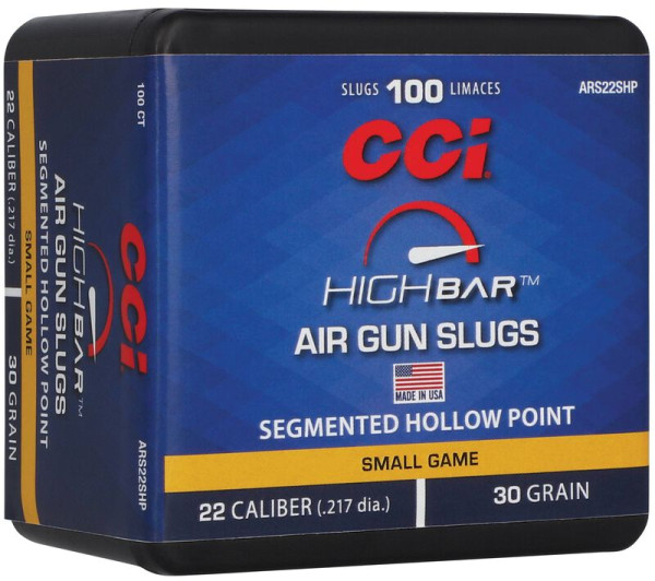 CCI HIGH BAR AIR GUN SLUGS .22/.217, 5,5MM FÜR LUFTGEWEHR, 30GR SHP, VPE: 100STÜCK, #ARS22SHP