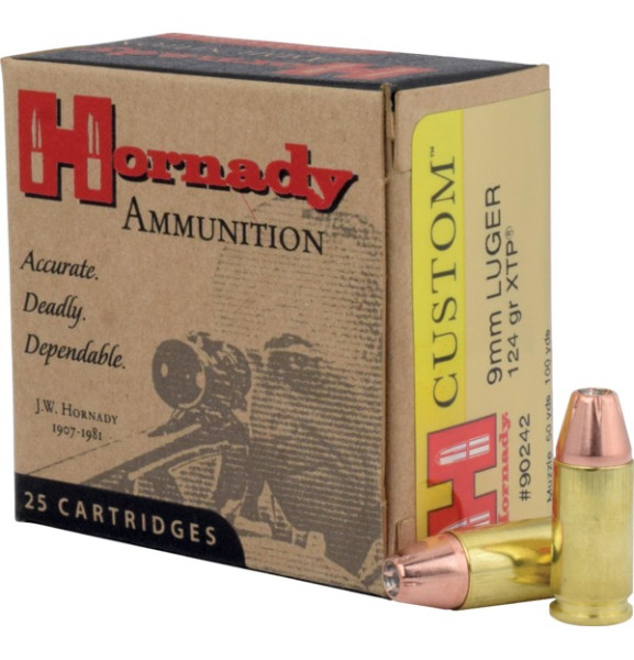 HORNADY CUSTOM 9MM LUGER 124GR XTP VPE: 25STÜCK, #90242