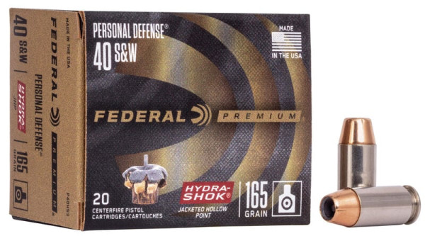 FEDERAL PREMIUM .40 S&W 165GR HYDRA-SHOK JHP, VPE: 20STÜCK, #P40HS3