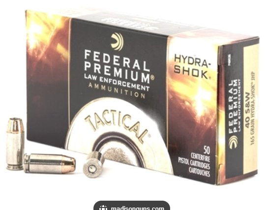 FEDERAL TACTICAL HYDRA-SHOK .40S&W 165GR HP, VPE:50STÜCK, #P40HS3G