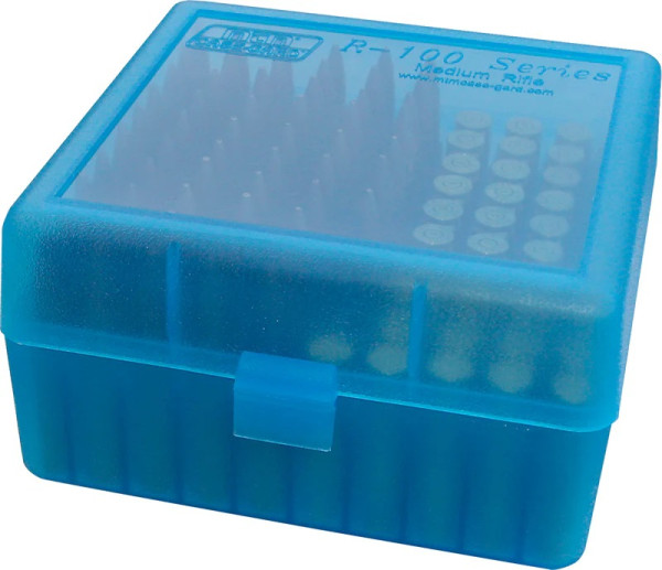 MTM PATRONENBOX 100RDS TRANSPARENT BLAU, #RS-100-24