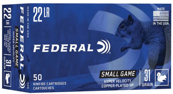 FEDERAL KK-PATRONEN .22LR HV 31GR HP COPPER PLATED, VPE:50STÜCK, #724