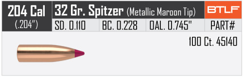 NOSLER BALLISTIC TIP LEAD-FREE™ .20/.204 32GR VPE: 100STÜCK #45140