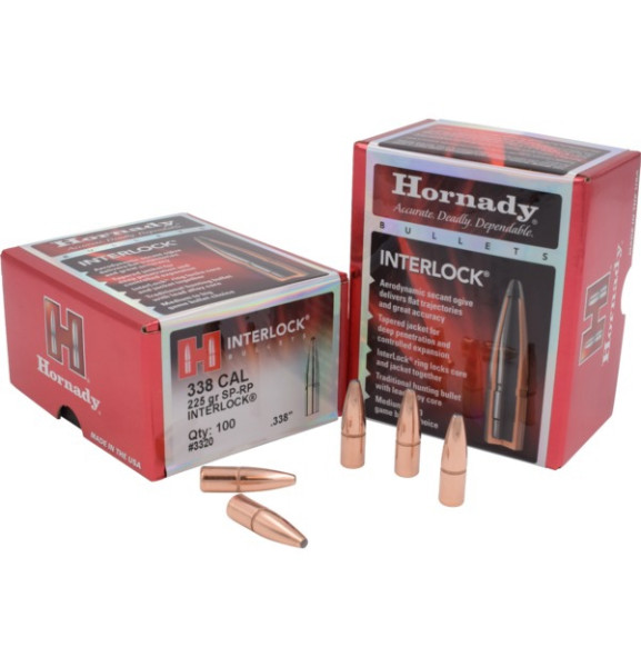 HORNADY INTERLOCK SP .338/.338 225GR, VPE: 100STÜCK, #3320