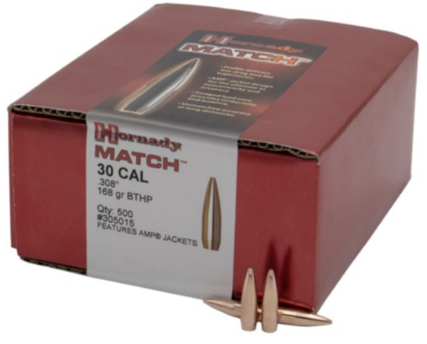 HORNADY MATCH .30/.308 168GR BTHP, VPE: 500STÜCK, #305015