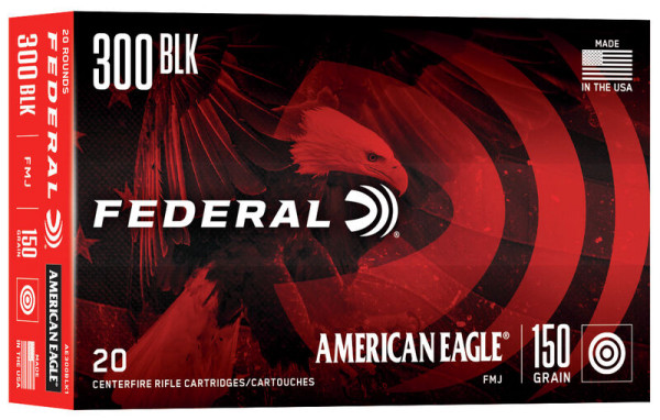 FEDERAL AMERICAN EAGLE, .300 BLACKOUT 150GR FMJ BT, VPE: 20STÜCK, #AE300BLK1