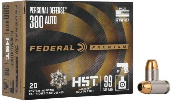 FEDERAL PREMIUM .380 AUTO 99GR HST HP VPE:50 STÜCK, #P380HST1