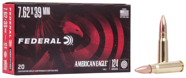 FEDERAL AMERICAN EAGLE, 7,62X39MM 124GR FMJ, VPE: 20STÜCK, #A76239A