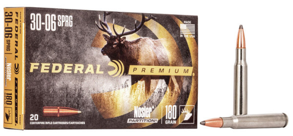 FEDERAL PREMIUM .30-06SPRG 180GR NOSLER PARTITION, VPE: 20STÜCK #P3006F