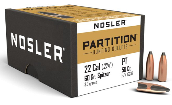 NOSLER PARTITION .22/.224 60GR SP. VPE:50STÜCK, #16316