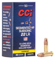 CCI SUBSONIC .22LR SEGM. HP 40GR, VERKUPFERT, VPE: 50STÜCK, #74