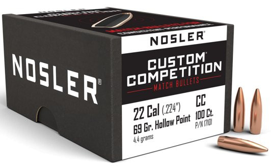 NOSLER CUSTOM COMPETITION .22/.224 69GR HPBT, VPE: 100STÜCK, #17101