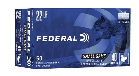 FEDERAL SMALL GAME .22LR HV 40GR SOLID COPPER PLATED RN, VPE:100STÜCK, #710