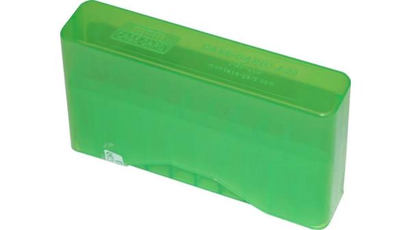 MTM RIFLE SLIP-TOP BOX 20RDS 7MM REM MAG .338WIN MAG CLEAR GREEN , #J-20-LLD-16