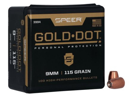 SPEER GOLD DOT 9MM/.355 115GR JHP, VPE:100STÜCK, #3994