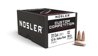 NOSLER CUSTOM COMPETITION .22/.224 52GR HPBT, VPE:100STÜCK, #53294