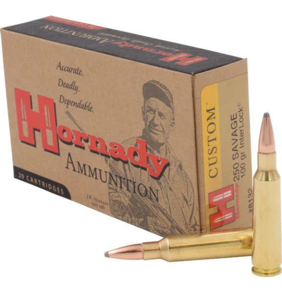 HORNADY CUSTOM .250 SAVAGE 100GR INTERLOCK, VPE:20STÜCK, #8132