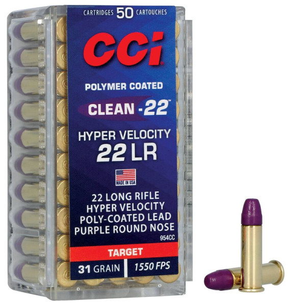CCI CLEAN-22, .22 LR 31GR HYPER VELOCITY PURPLE LN, VPE: 50STÜCK, #954CC