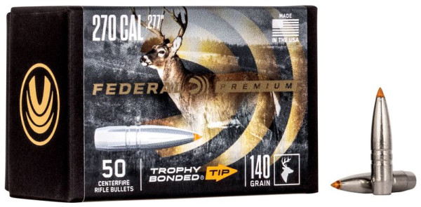 FEDERAL PREMIUM GESCHOSSE .270/.277 140GR TROPHY BONDED TIP CB, VPE: 50STÜCK, #PB277TT140