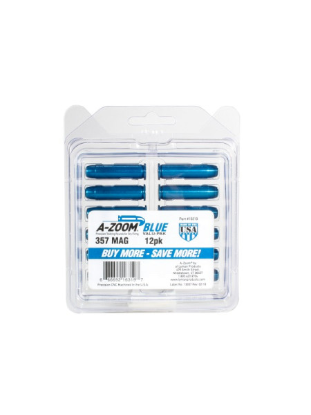 A-ZOOM .357 MAG PUFFERPATRONEN -BLUE- VPE: 12STÜCK, #16319