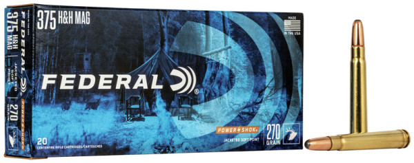 FEDERAL POWER SHOK .375 H&H MAG 270GR SP, VPE: 20STÜCK, #375A